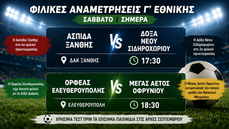 Δύο φιλικές αναμετρήσεις για τις ομάδες της Γ’ Εθνικής