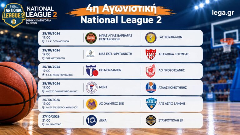 National League2 η 4η αγωνιστική